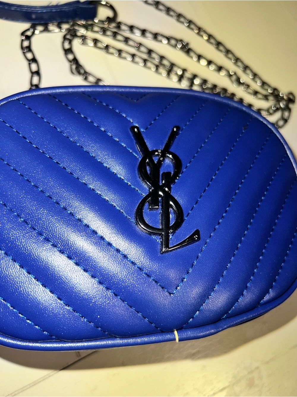 Royal Blue Quilted Small Crossbody Bag